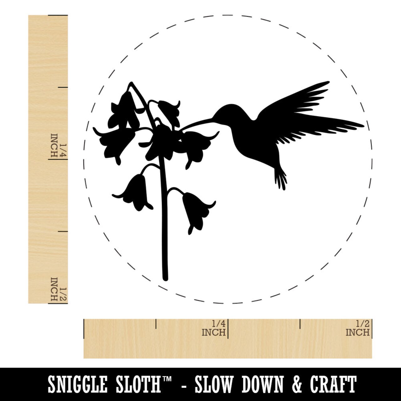 Hummingbird and Flower Self-Inking Rubber Stamp for Stamping Crafting Planners